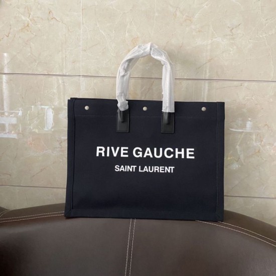 Fake YSL Saint Laurent Rive Gauche Tote Bag Black Replica