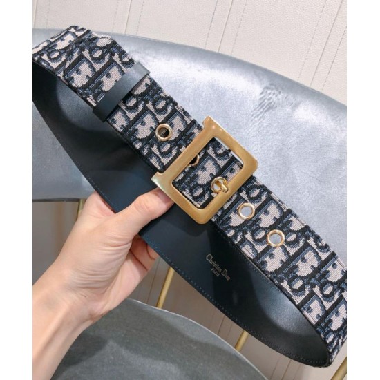 Fake Christian Dior Women Diorquake Dior Oblique Belt Dark Blue Replica