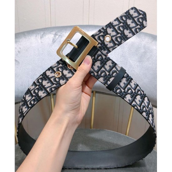 Fake Christian Dior Women Diorquake Dior Oblique Belt Dark Blue Replica