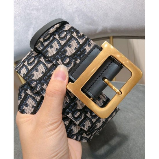 Fake Christian Dior Women Diorquake Dior Oblique Belt Dark Blue Replica