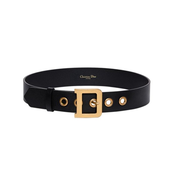 Fake Christian Dior Women Diorquake Calfskin Belt Black Replica