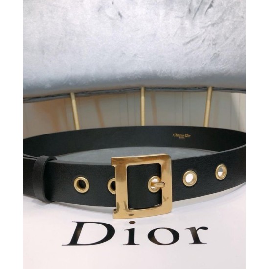 Fake Christian Dior Women Diorquake Calfskin Belt Black Replica