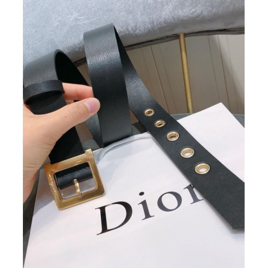 Fake Christian Dior Women Diorquake Calfskin Belt Black Replica