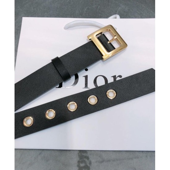 Fake Christian Dior Women Diorquake Calfskin Belt Black Replica