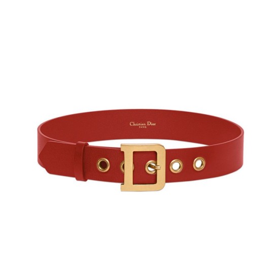 Replica Christian Dior Women Diorquake Calfskin Belt Red