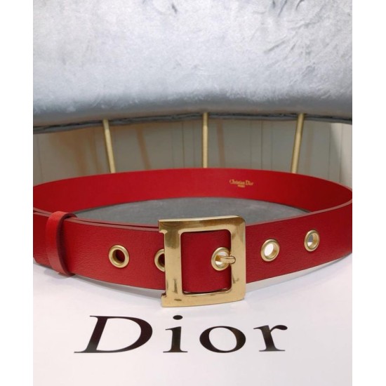 Replica Christian Dior Women Diorquake Calfskin Belt Red