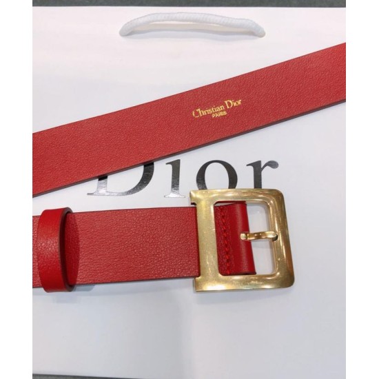 Replica Christian Dior Women Diorquake Calfskin Belt Red