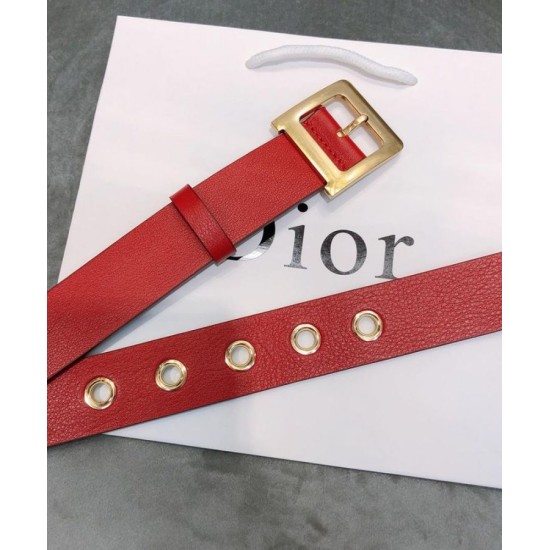 Replica Christian Dior Women Diorquake Calfskin Belt Red