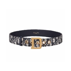 Fake Christian Dior Women Diorquake Dior Oblique Belt Dark Blue Replica