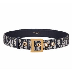 Fake Christian Dior Women Diorquake Dior Oblique Belt Dark Blue Replica