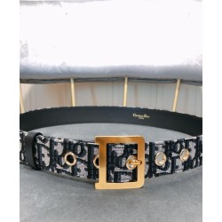 Fake Christian Dior Women Diorquake Dior Oblique Belt Dark Blue Replica