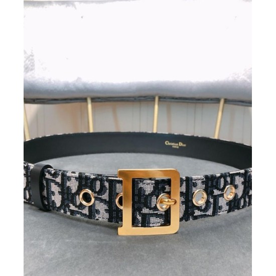 Fake Christian Dior Women Diorquake Dior Oblique Belt Dark Blue Replica