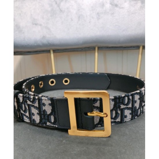 Fake Christian Dior Women Diorquake Dior Oblique Belt Dark Blue Replica