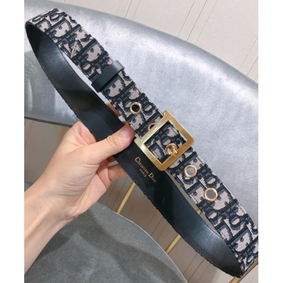 Fake Christian Dior Women Diorquake Dior Oblique Belt Dark Blue Replica