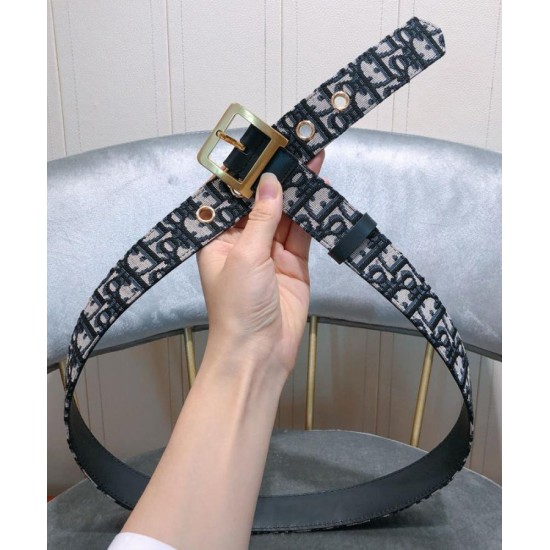 Fake Christian Dior Women Diorquake Dior Oblique Belt Dark Blue Replica