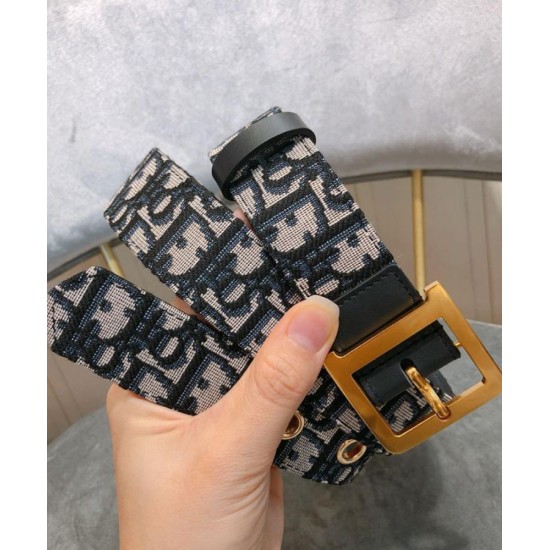 Fake Christian Dior Women Diorquake Dior Oblique Belt Dark Blue Replica