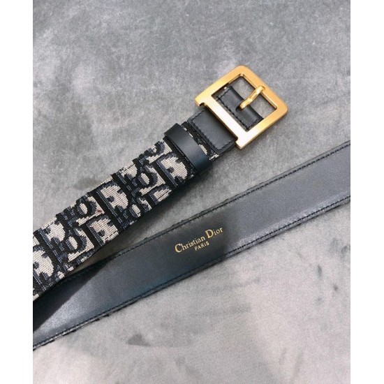 Fake Christian Dior Women Diorquake Dior Oblique Belt Dark Blue Replica