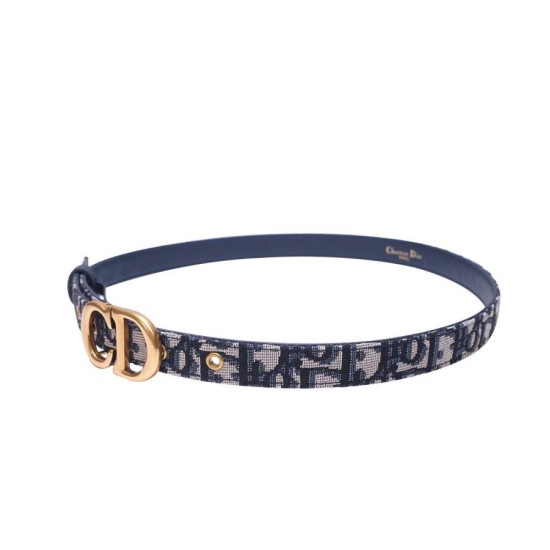 Replica Christian Dior Saddle Dior Oblique Belt Dark Blue