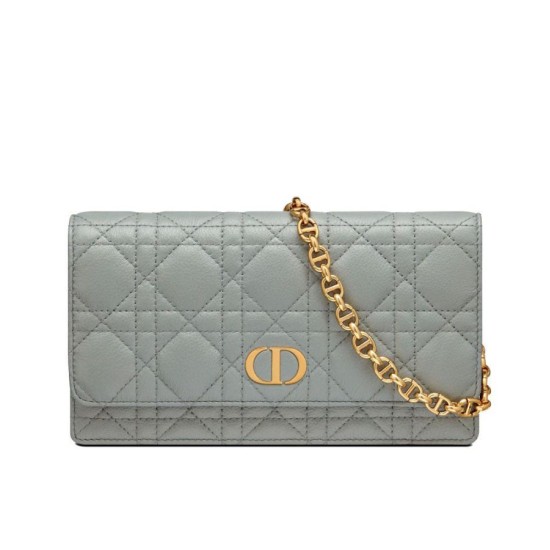 Replica Christian Dior Caro Belt Pouch With Chain Bag Gray
