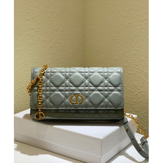 Replica Christian Dior Caro Belt Pouch With Chain Bag Gray