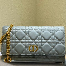 Replica Christian Dior Caro Belt Pouch With Chain Bag Gray