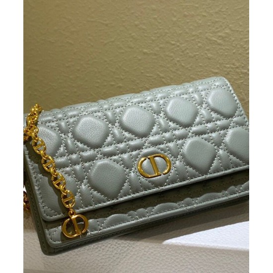 Replica Christian Dior Caro Belt Pouch With Chain Bag Gray