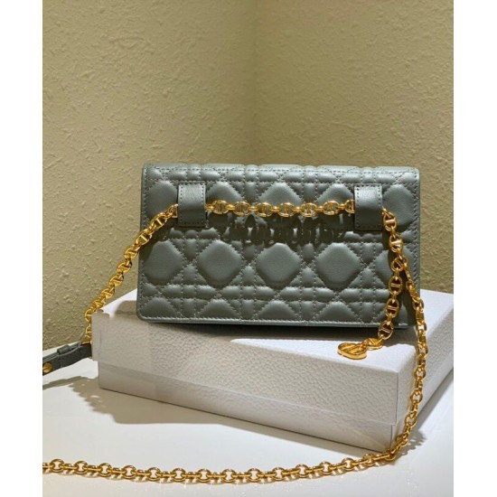 Replica Christian Dior Caro Belt Pouch With Chain Bag Gray