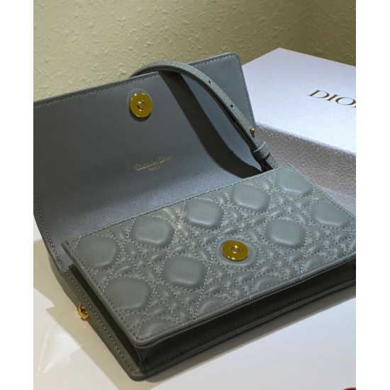 Replica Christian Dior Caro Belt Pouch With Chain Bag Gray