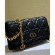 Fake Christian Dior Caro Belt Pouch With Chain Bag Black Replica