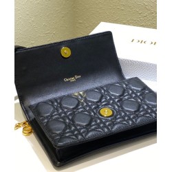 Fake Christian Dior Caro Belt Pouch With Chain Bag Black Replica