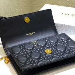 Fake Christian Dior Caro Belt Pouch With Chain Bag Black Replica
