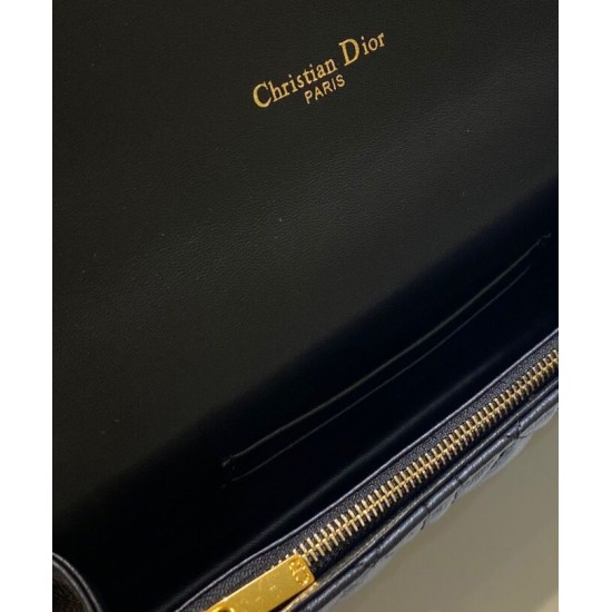Fake Christian Dior Caro Belt Pouch With Chain Bag Black Replica