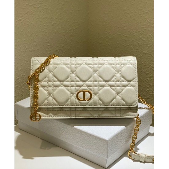 Replica Christian Dior Caro Belt Pouch With Chain Bag Cream