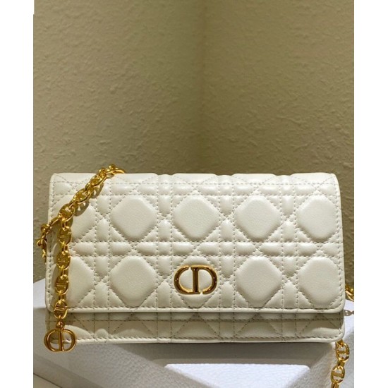 Replica Christian Dior Caro Belt Pouch With Chain Bag Cream