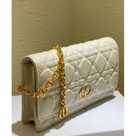 Replica Christian Dior Caro Belt Pouch With Chain Bag Cream