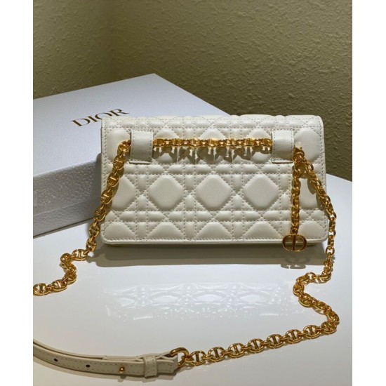 Replica Christian Dior Caro Belt Pouch With Chain Bag Cream