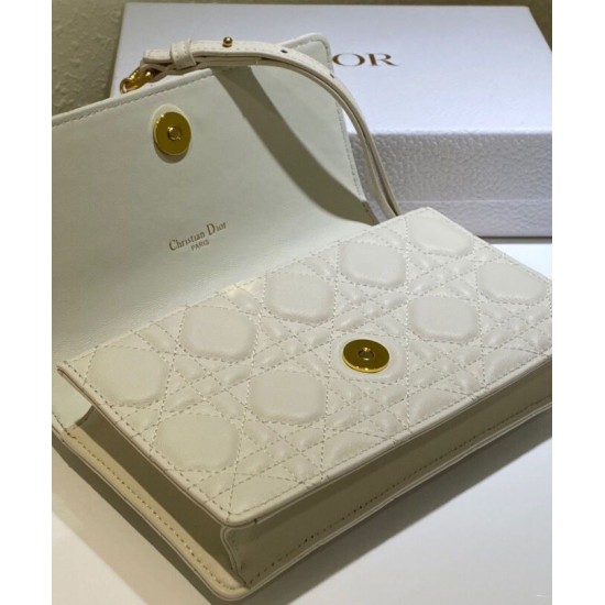 Replica Christian Dior Caro Belt Pouch With Chain Bag Cream