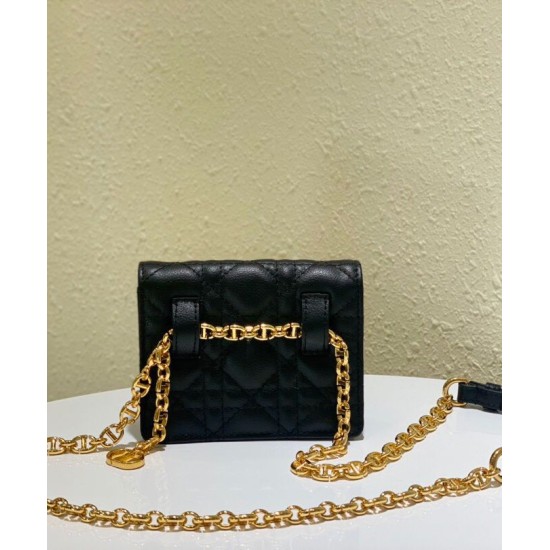 Replica Christian Dior Mini Caro Pouch With Chain Black