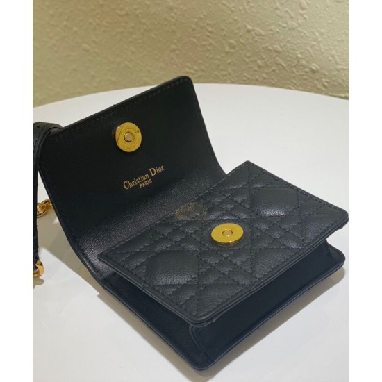Replica Christian Dior Mini Caro Pouch With Chain Black