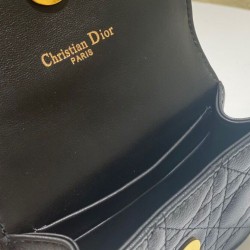 Replica Christian Dior Mini Caro Pouch With Chain Black
