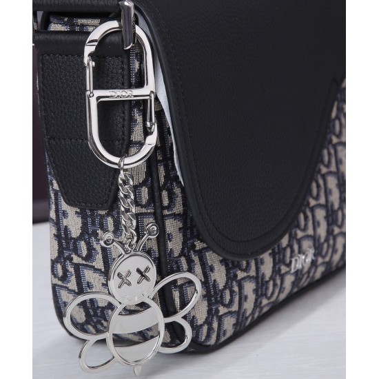 Fake Christian Dior Mini Saddle Messenger Bag Dark Blue Replica