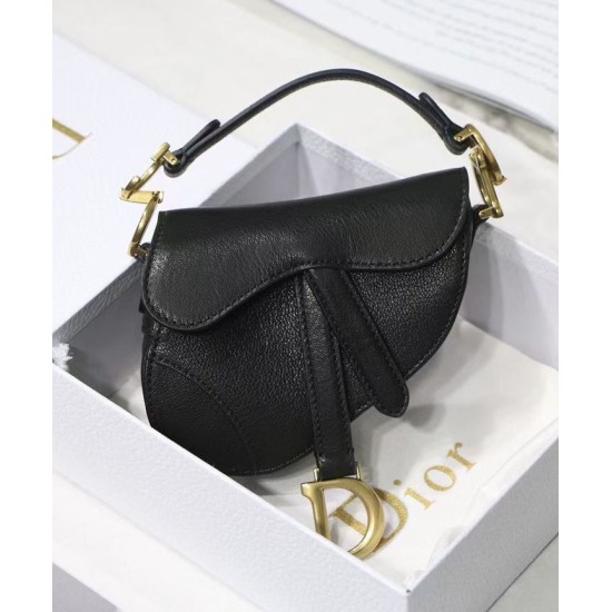 Fake Christian Dior Micro Saddle Bag Black Replica
