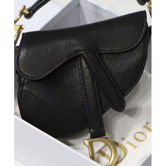 Fake Christian Dior Micro Saddle Bag Black Replica