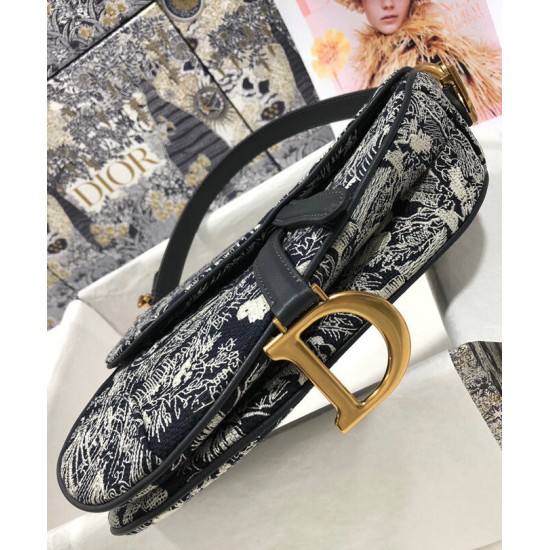Fake Christian Dior Saddle Bag Dark Blue Replica