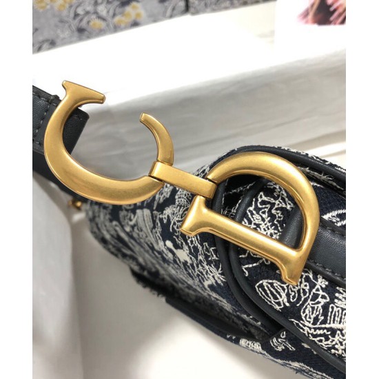 Fake Christian Dior Saddle Bag Dark Blue Replica