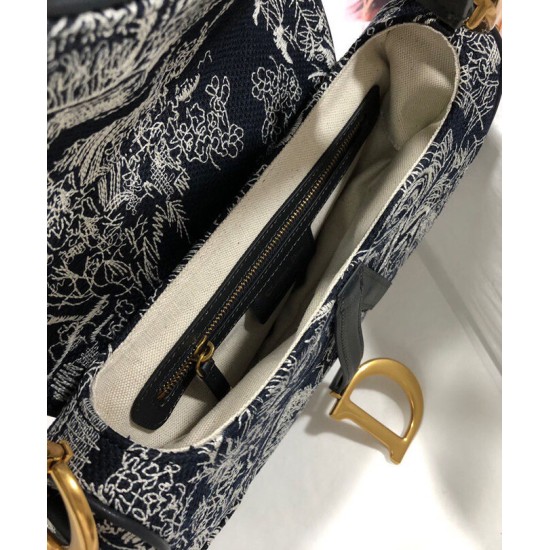 Fake Christian Dior Saddle Bag Dark Blue Replica