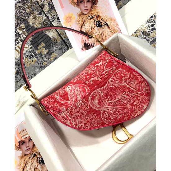 Replica Christian Dior Saddle Bag Red