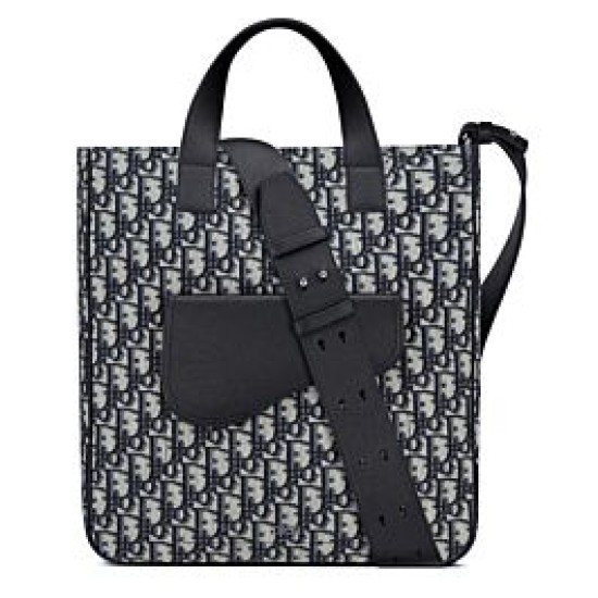 Replica Christian Dior Saddle Tote Bag With Shoulder Strap Dark Blue