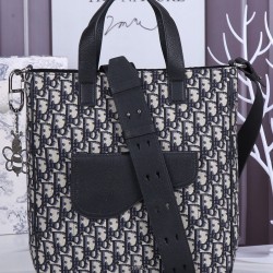 Replica Christian Dior Saddle Tote Bag With Shoulder Strap Dark Blue