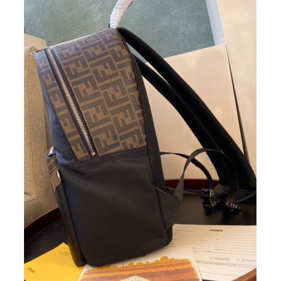 Fake Nylon Backpack 7VZ042 Coffee Replica